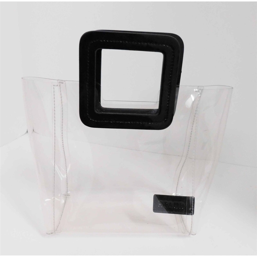 Staud Clear PVC Black Patent Leather Tote Bag